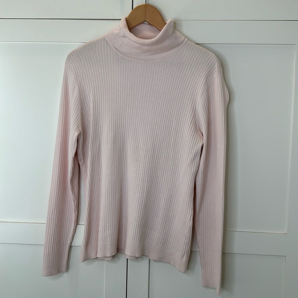 Chico’s Pink Ribbed Turtleneck long Sleeve Sweater Size: 2 - Picture 1 of 8